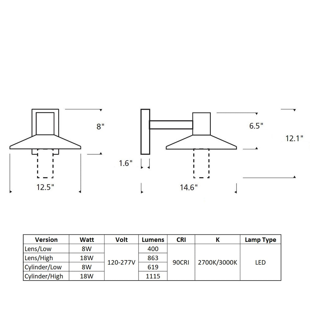 Ash 12 Outdoor Wall Sconce