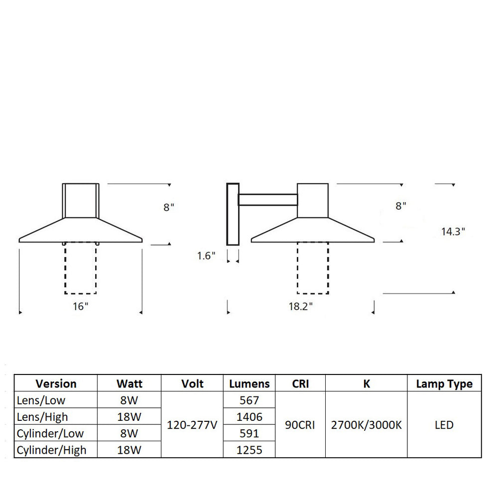 Ash 16 Outdoor Wall Sconce