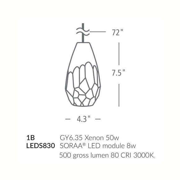 コンテンポラーネア パンデイロ PDMV105C CONTEMPORANEA Quoridan 1-Light Mini Brass Modern Pendant for Kitchen