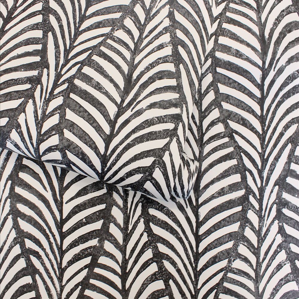 Block Print Leaves Peel and Stick Wallpaper