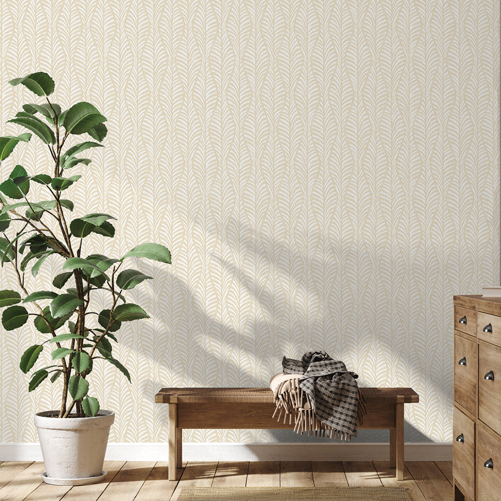 Block Print Leaves Peel and Stick Wallpaper