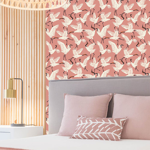 Family of Cranes Peel and Stick Wallpaper