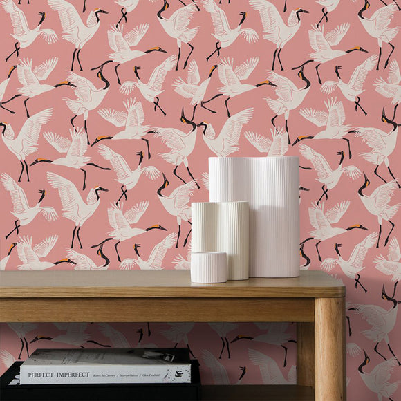 Family of Cranes Peel and Stick Wallpaper