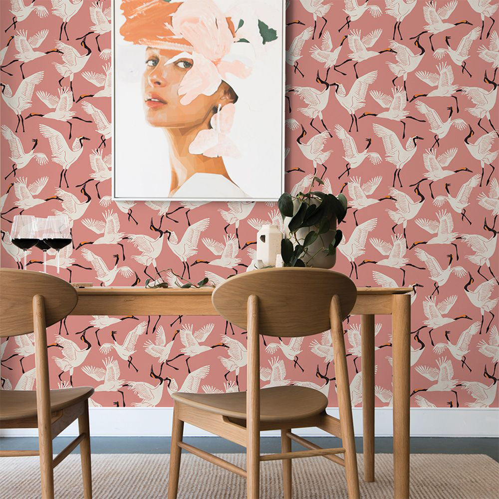 Family of Cranes Peel and Stick Wallpaper