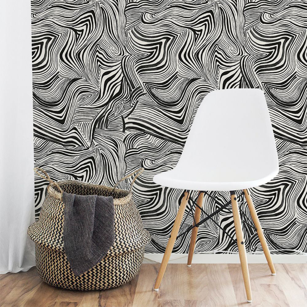 Zebra Marble Peel and Stick Wallpaper