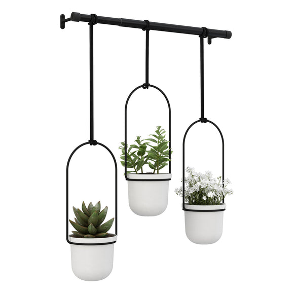 flat sided hanging planter Triflora Hanging Planter White/Black