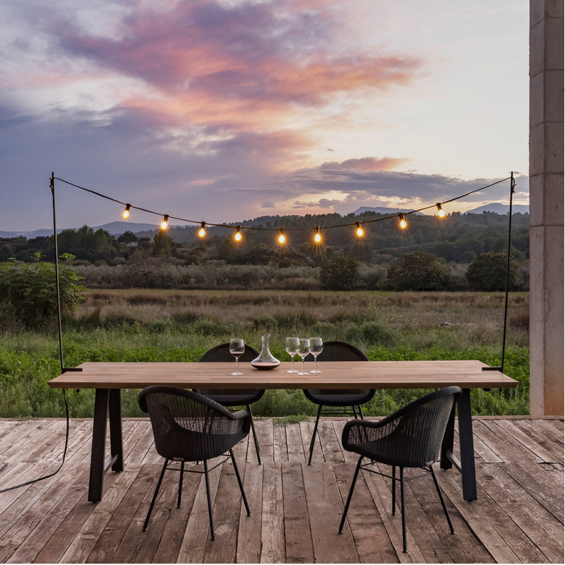 Edgard Outdoor Dining Chair with Steel Base