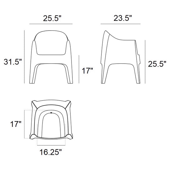 Solid Outdoor Armchair (Set of 4)