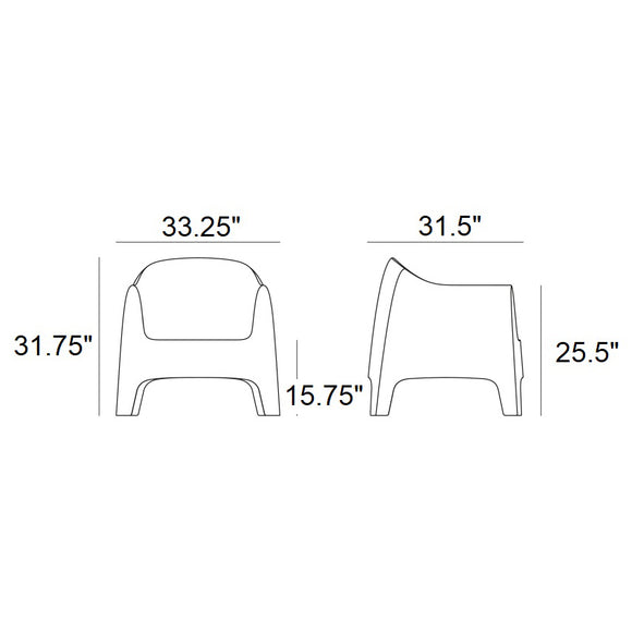 Solid Outdoor Lounge Chair (Set of 2)