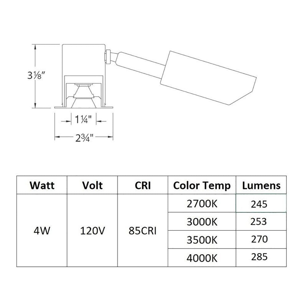 LEDme 1IN Miniature Square Recessed Downlight