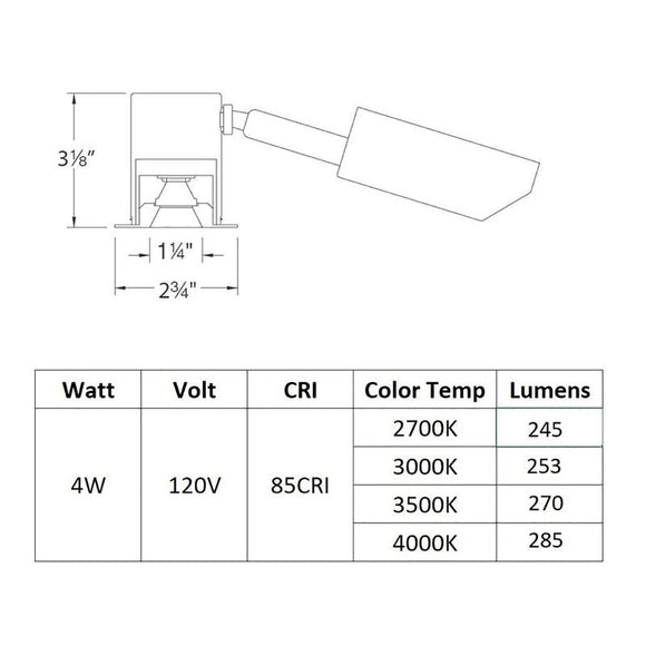 LEDme 1IN Miniature Square Recessed Downlight