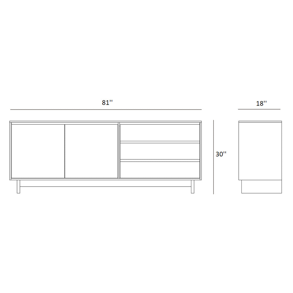Wave 2-Door with 3-Drawer Sideboard