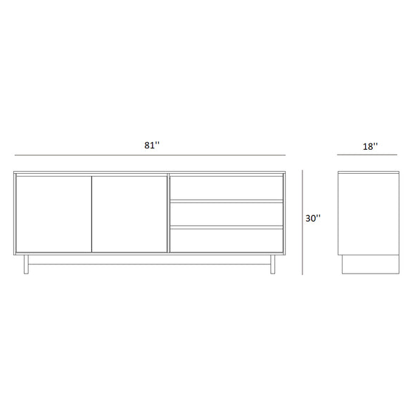 Wave 2-Door with 3-Drawer Sideboard