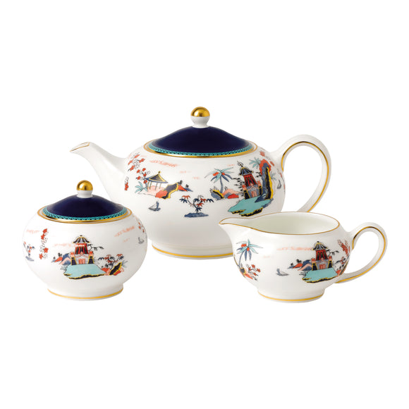 Wonderlust Blue Pagoda 3-Piece Tea Set